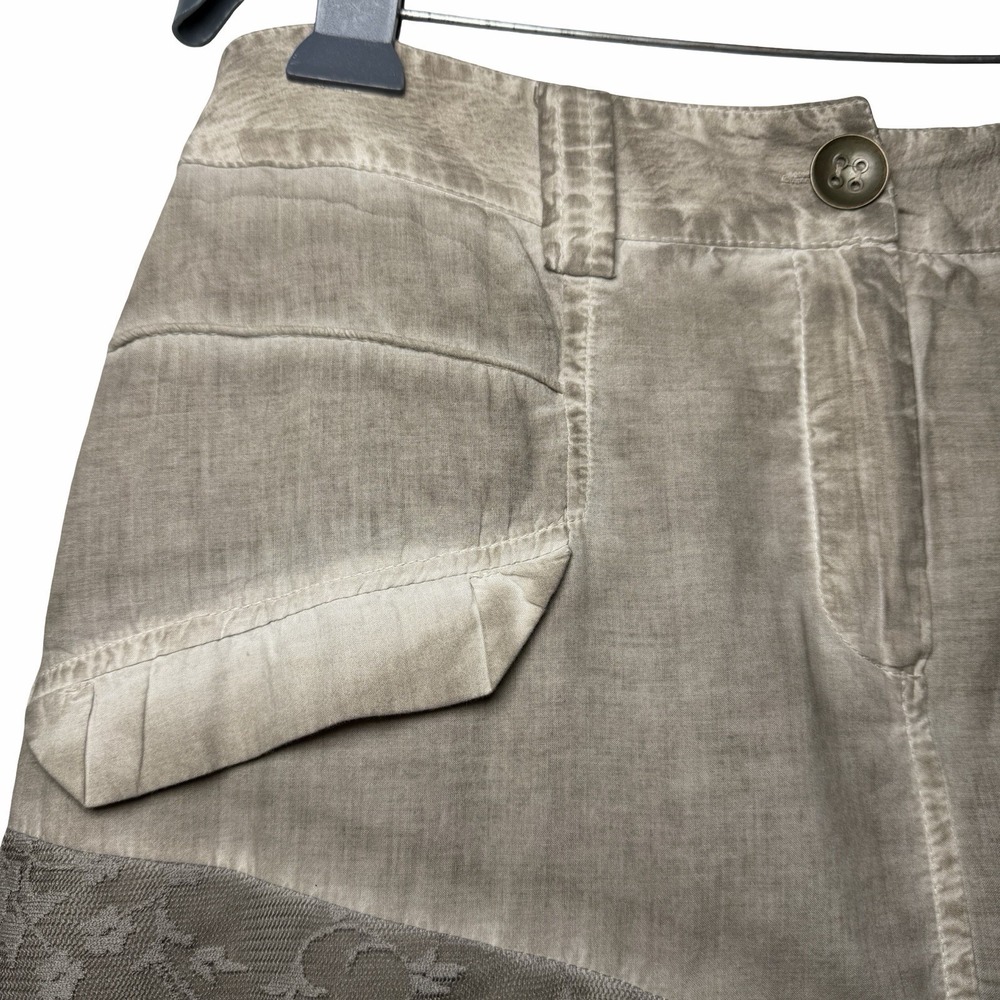 Dolcezza Michael Phillips Lace Patchwork Bubble Hem Skirt Boho Taupe M Lagenlook - Picture 9 of 13